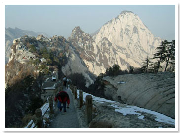 The half-way mark, temples hug the ridges below